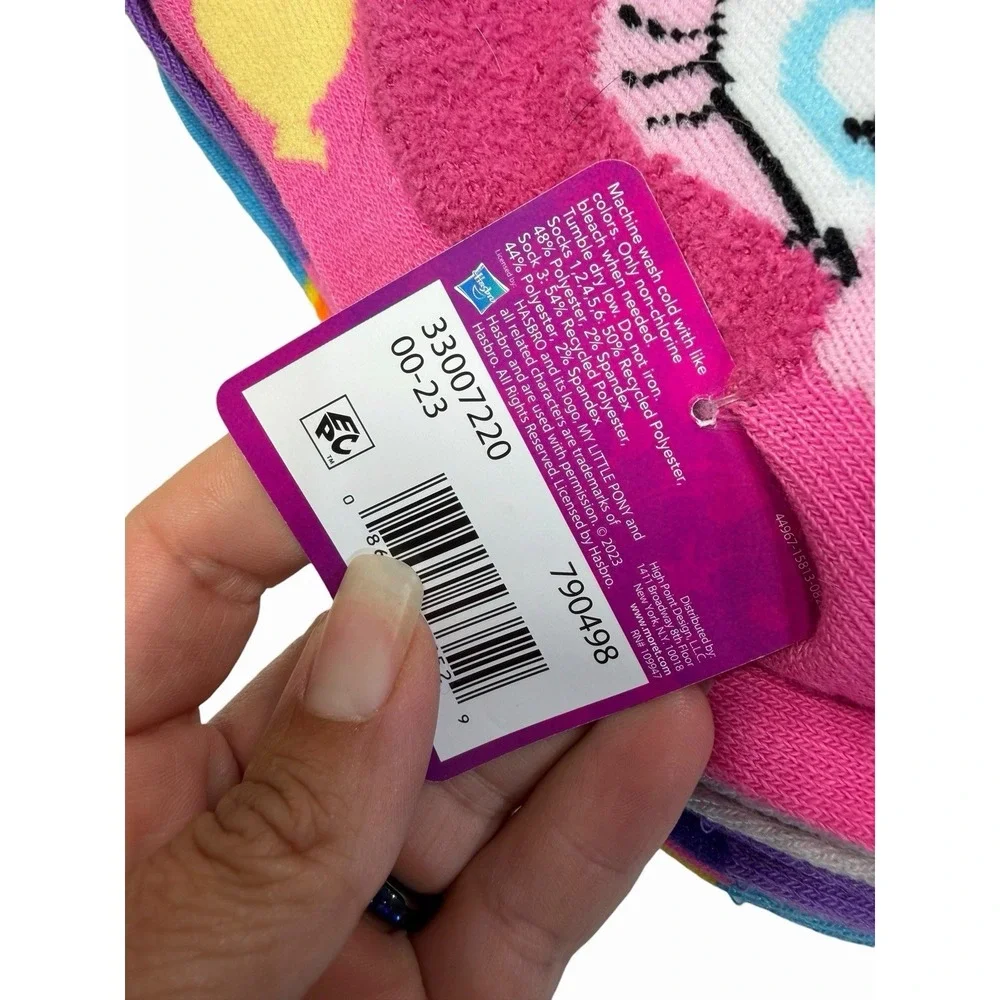 my little pony girls 6 pack no show ankle socks size large 4-10 (6 pairs)